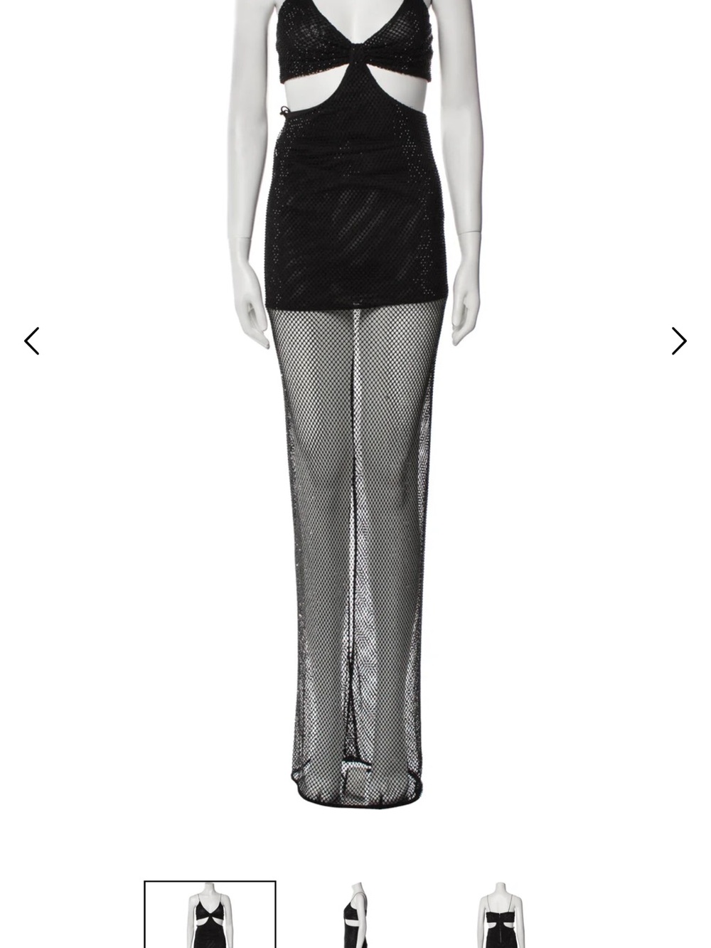 Alice + Olivia Black Sheer Fishnet Maxi Dress with Cutouts